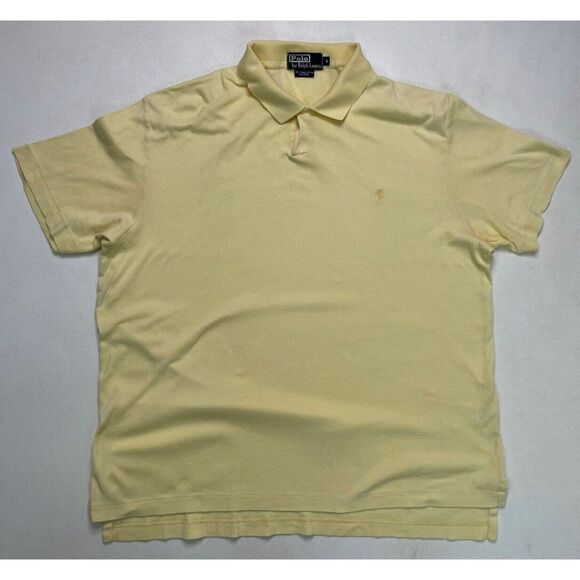 VINTAGE Polo Ralph Lauren Polo Shirt Men Large Yellow Pony Short Sleeve - Picture 1 of 6